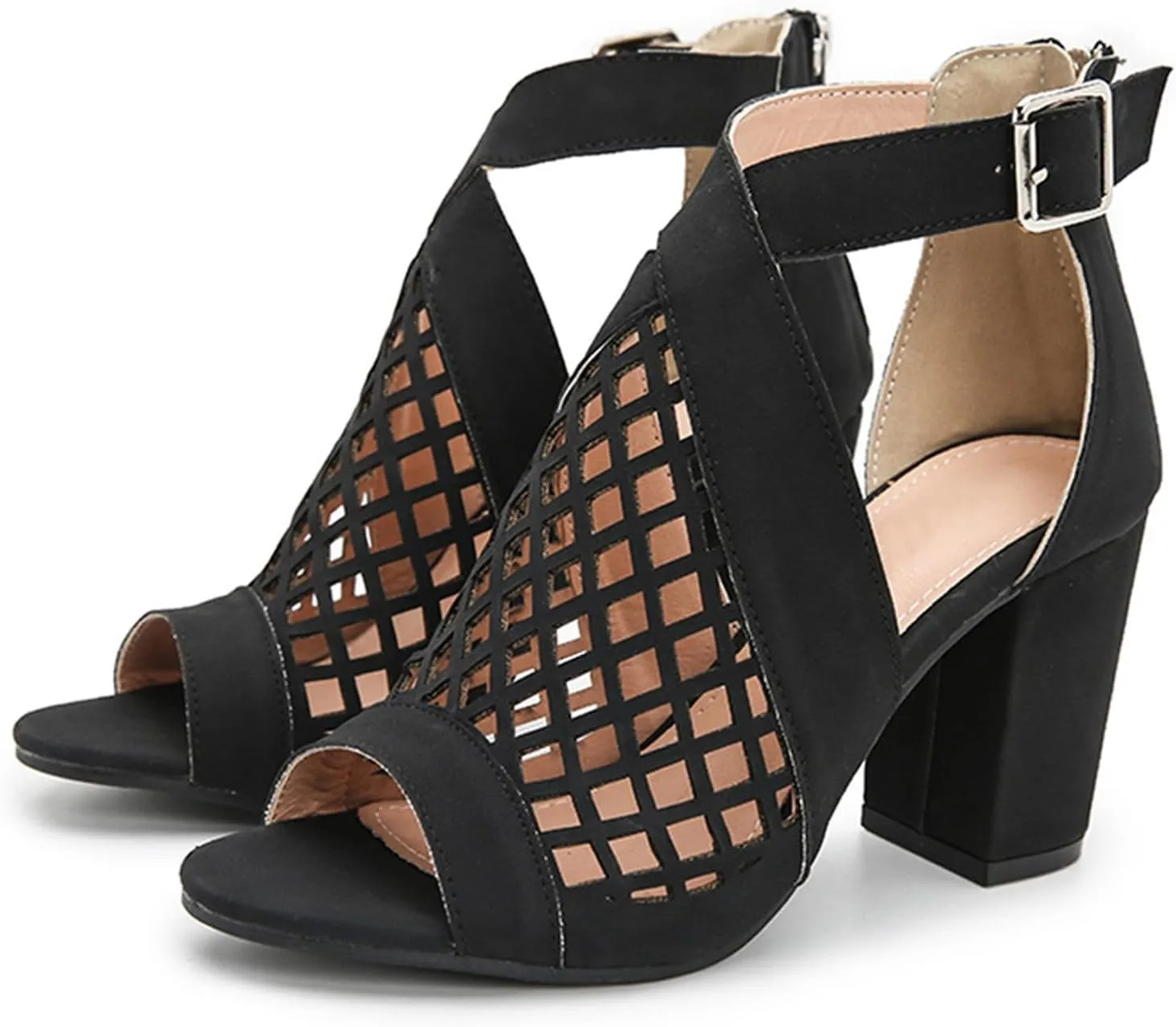 Women's Chunky High Heel Sandal Strappy Open Toe Ankle Strap Dress Shoes Bridesmaid Ladies in Wedding Bridal Shoes