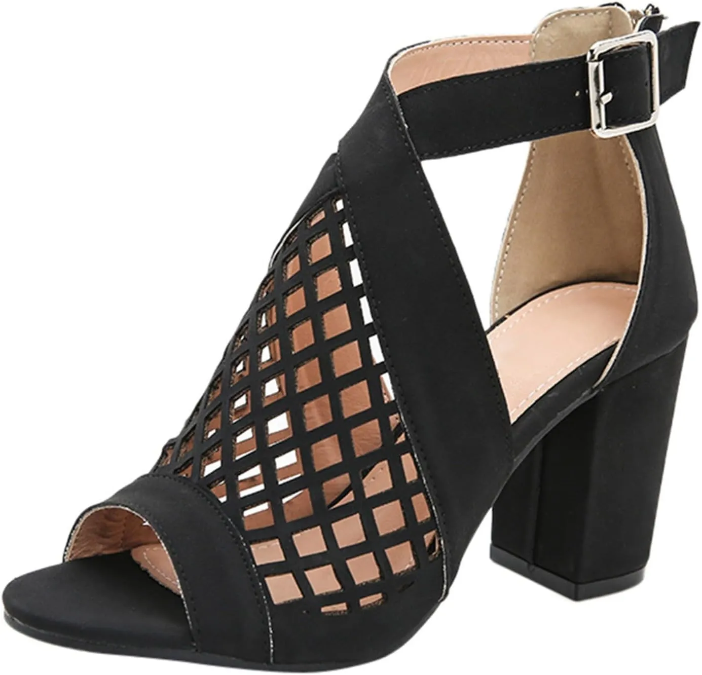 Women's Chunky High Heel Sandal Strappy Open Toe Ankle Strap Dress Shoes Bridesmaid Ladies in Wedding Bridal Shoes