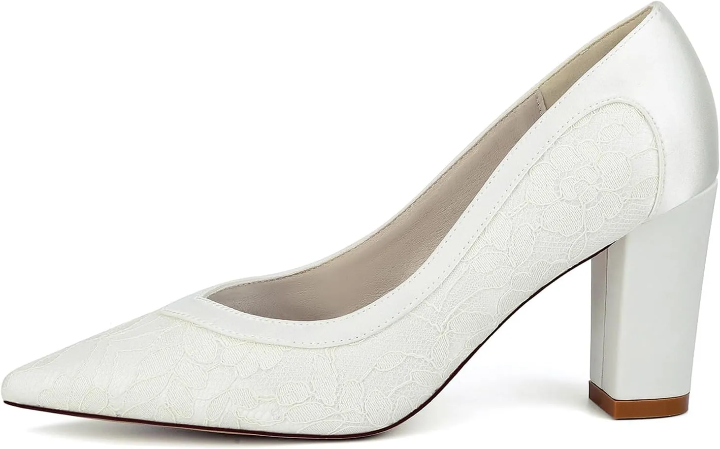 Women's Closed Toe Wedding Shoes for Bride Block Heel Satin Pumps Sandals Slip-on Evening Party Prom Dress Shoes