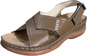 Womens Crisscross Sandals, Orthopedic Sandals with Arch Support, Back Strap Low Wedge Sandal, Dressy Summer Sandal 2025, Open Toe Beach Walking Shoes for Vacation Lightweight Breathable Comfortable