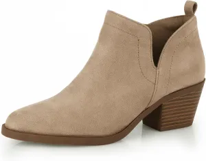 Women's Dressy Ankle Boots - Low Heel, Pointed Toe, Side Zipper Booties