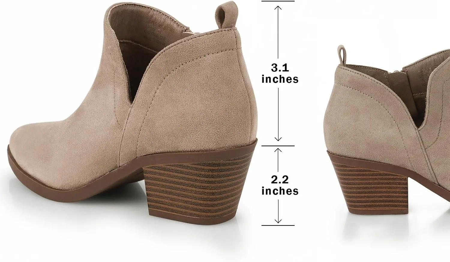 Women's Dressy Ankle Boots - Low Heel, Pointed Toe, Side Zipper Booties