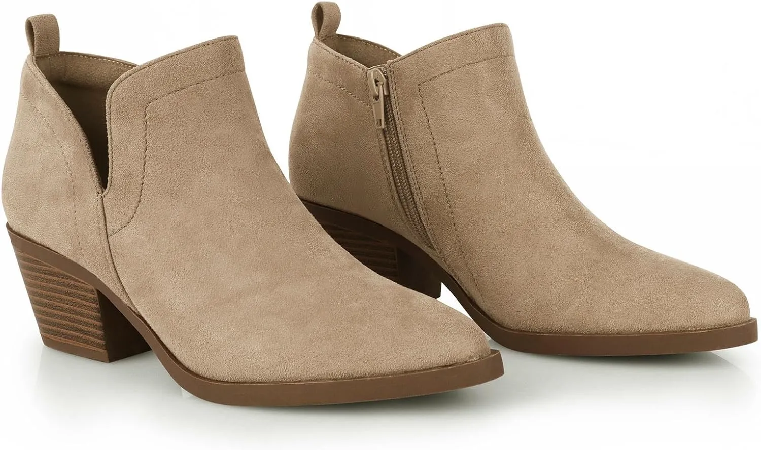 Women's Dressy Ankle Boots - Low Heel, Pointed Toe, Side Zipper Booties