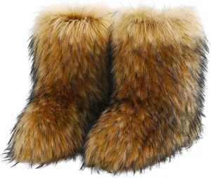 Women's Fashion Casual Outdoor Furry Boots Winter Imitation Snow Boots 50cm High Boots City Snow Boots Women