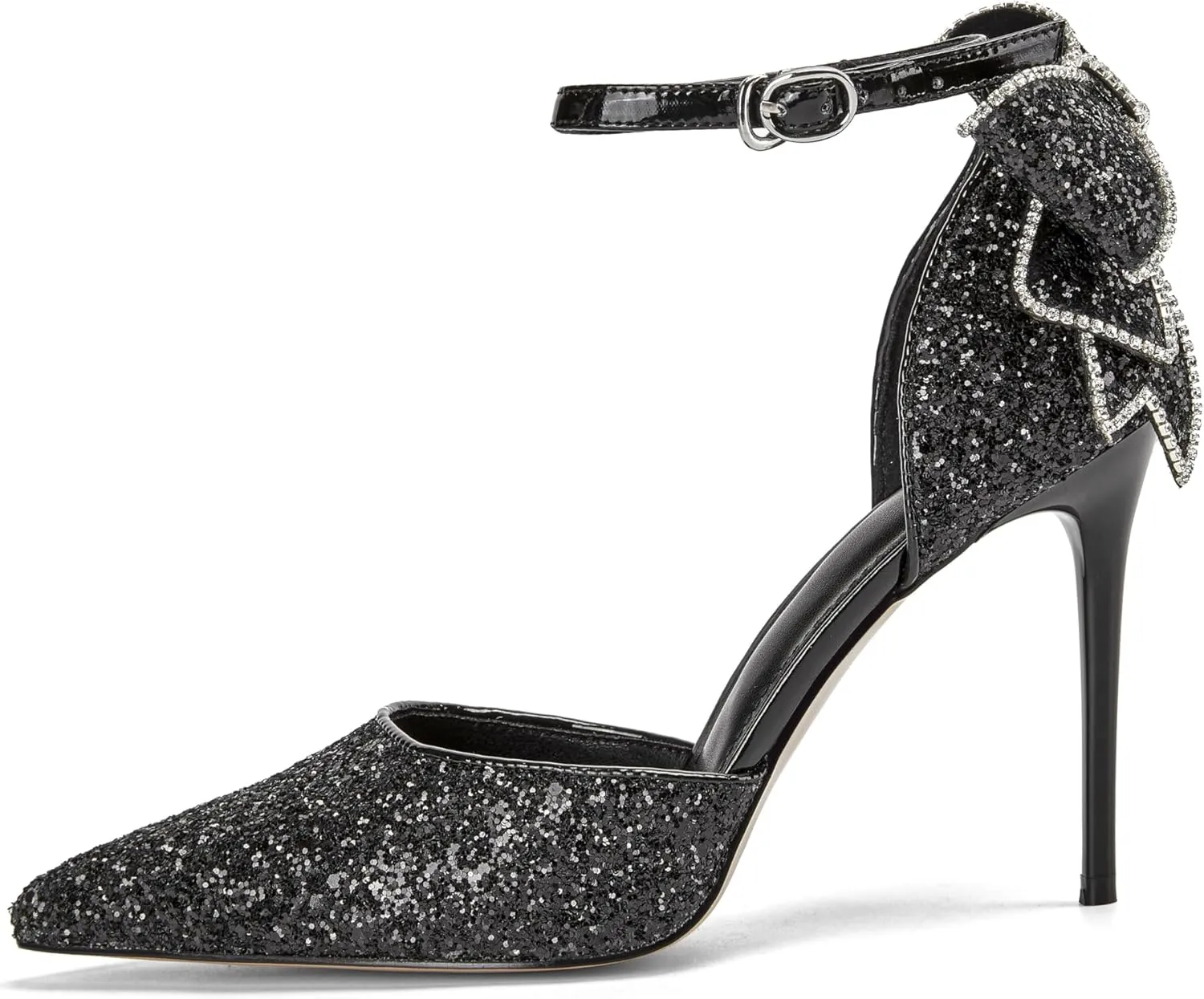 Women's High Heels Butterfly Back Sexy Stiletto Pumps Closed Toe Sparkly Ankle Strap Heels Sandals Dress Wedding Shoes for Women