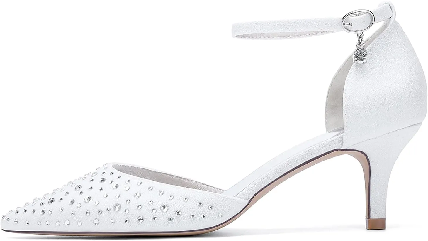 Women's High Heels Closed Toe Stiletto Ankle Strap Grit Rhinestones Wedding Shoes Pointed Toe D'Orsay Dress Party Pumps