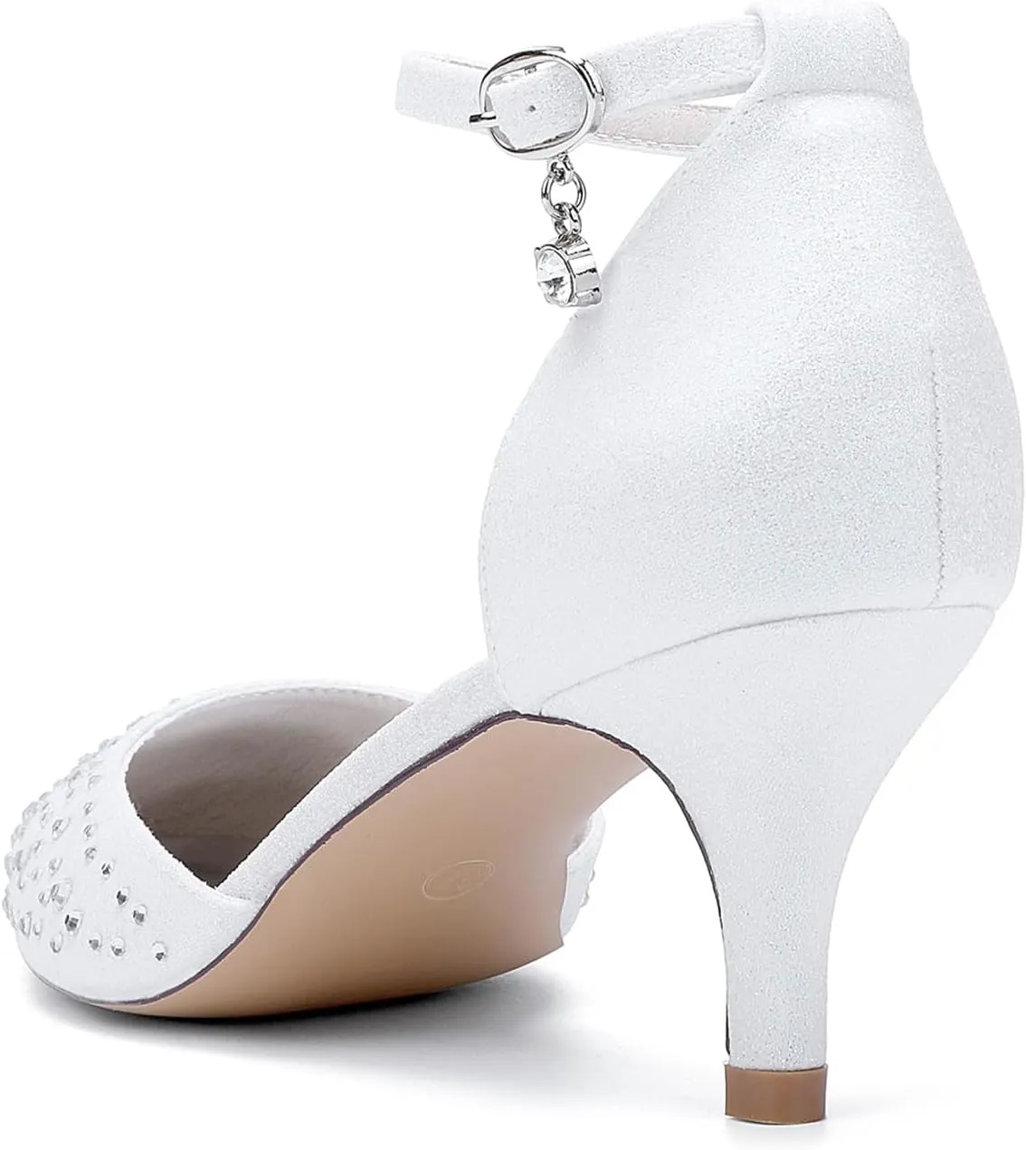 Women's High Heels Closed Toe Stiletto Ankle Strap Grit Rhinestones Wedding Shoes Pointed Toe D'Orsay Dress Party Pumps