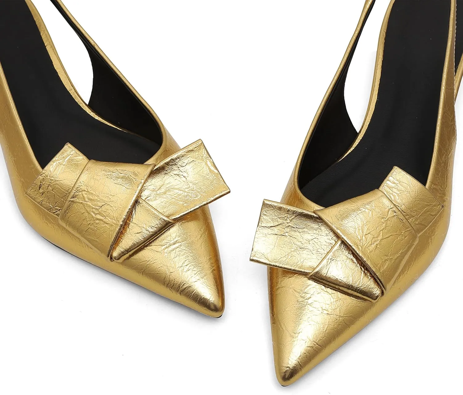 Women's Kitten Heels Black Pumps Dress Shoes Low Heel Wedding Slingback Pointed Toe Bridal Shoes