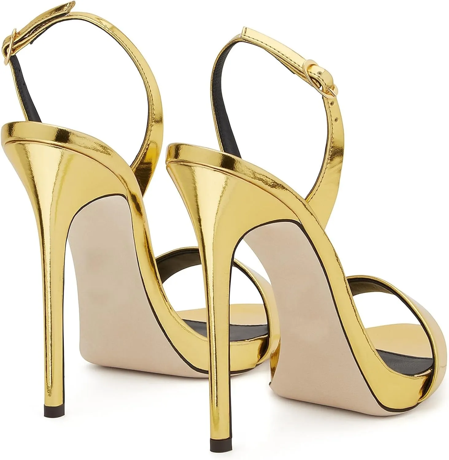 Women's One Word Belt Stiletto High Heels Fashion Pointed Toe Adjustable Ankle Straps Pump Dressy Sexy Sandals