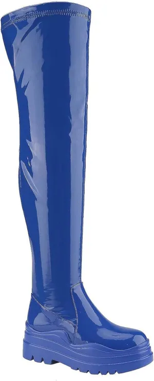 Women's Over The Knee Boots Lug Sole Round Toe Thigh High Chunky Block Heels Flat Boots