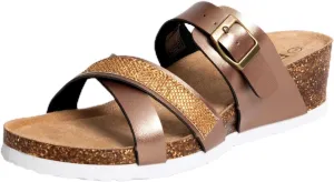 Women's Platform Cork Sandals, Adjustable Buckle Wedge Sandals, Comfort Open Toe Slip on Slides, Summer Essential Beach Home and Street Casual Sandals