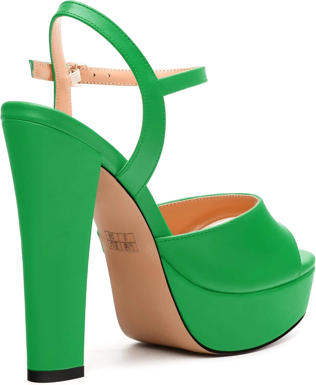 Womens Platform Sandals Open Toe Buckle Ankle Strap Fashion Solid Matte Heeled Sandals 5 inch