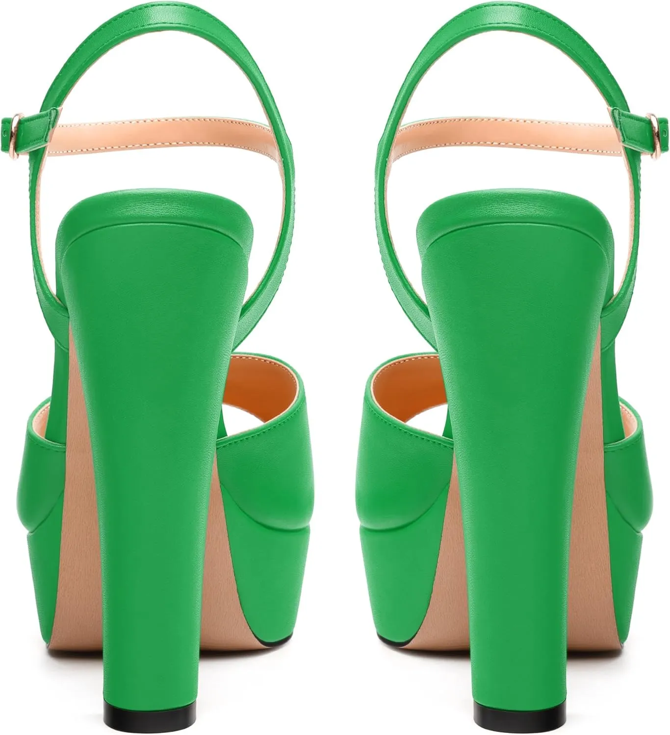 Womens Platform Sandals Open Toe Buckle Ankle Strap Fashion Solid Matte Heeled Sandals 5 inch