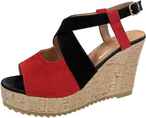 Women's Platform Sandals Wedge Open Toe Ankle Strap Lace Wedding Bridesmaid Shoes Casual Bohemia Wide Width Close Toe