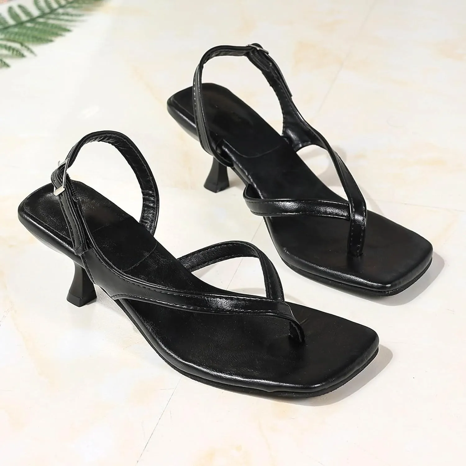Women's Sandals Casual Wear Comfortable Thong Buckle Sandals With 6cm Heel Height Perfect Summer Outfits Beaded Heels