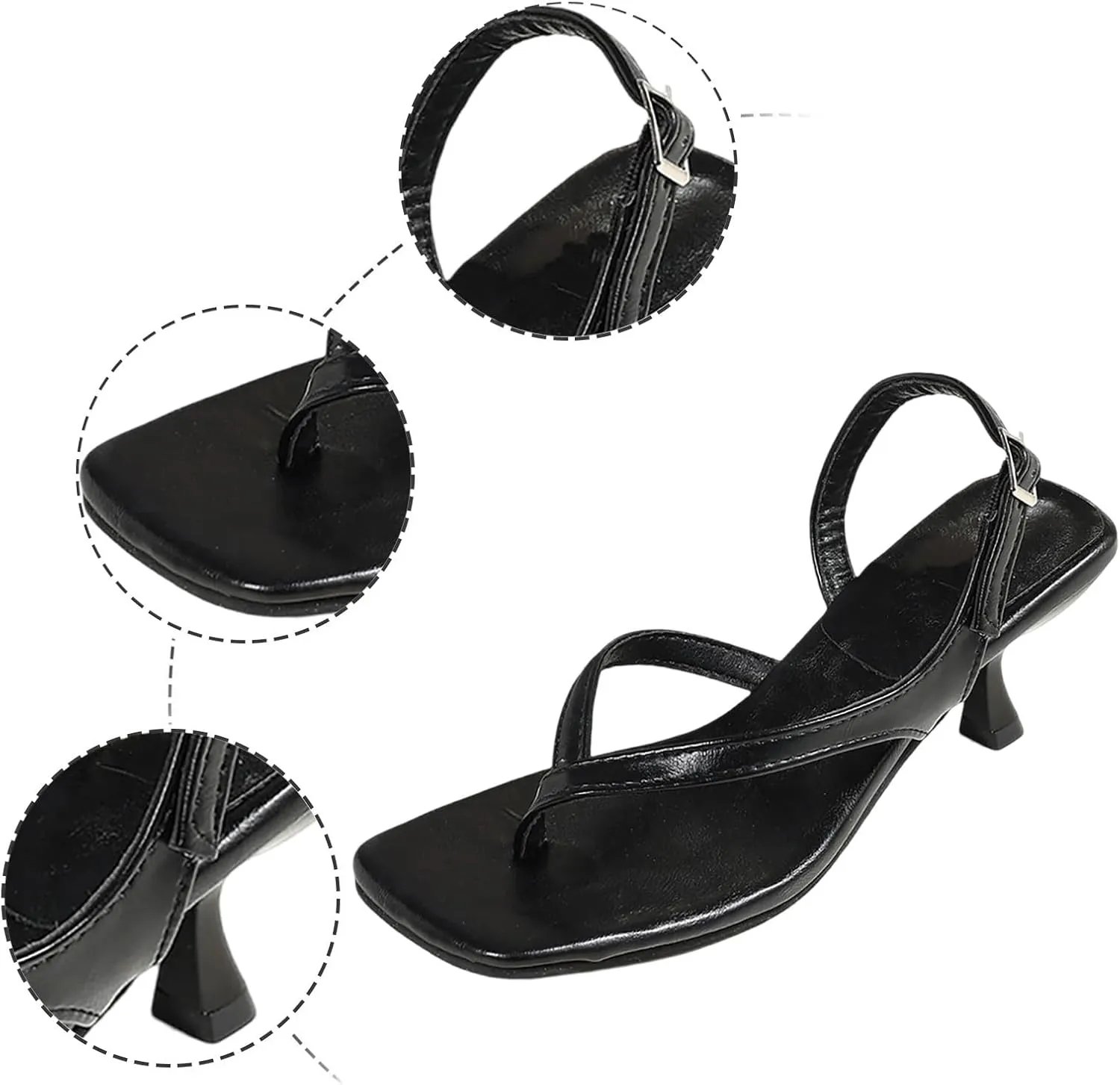 Women's Sandals Casual Wear Comfortable Thong Buckle Sandals With 6cm Heel Height Perfect Summer Outfits Beaded Heels