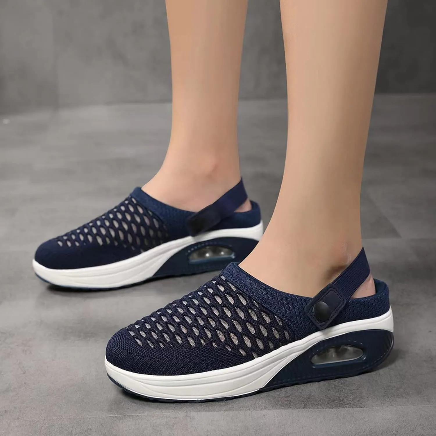 Women's Sandals Comfortable Walking Shoes Orthotic Walking Sneakers Adjustable Breathable Platform Mesh Mules Wide Width Non-Slip Shoes Air Cushion Support Sandals
