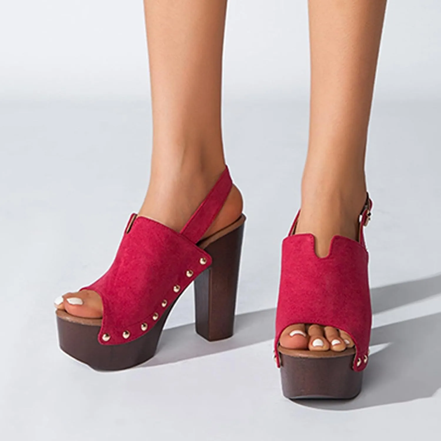 Womens Sandals Open Toe Platform Sandals Buckle Adjustable Strap Heeled Sandals Fashion Womens Dress Sandals