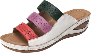 Womens Sandals with Arch Support Walking Flip Flops Shower Wide Wedge Sandal Dressy Summer Arch Support Shoes for Woman Wedge Shoes Slip On Wide Width Dressy Orthopedic Shoe