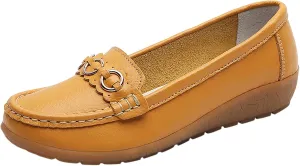 Women’s Shoes Womens Walking Flat Loafer Slip On Leather Loafer Comfortable Flat Shoes Outdoor Driving