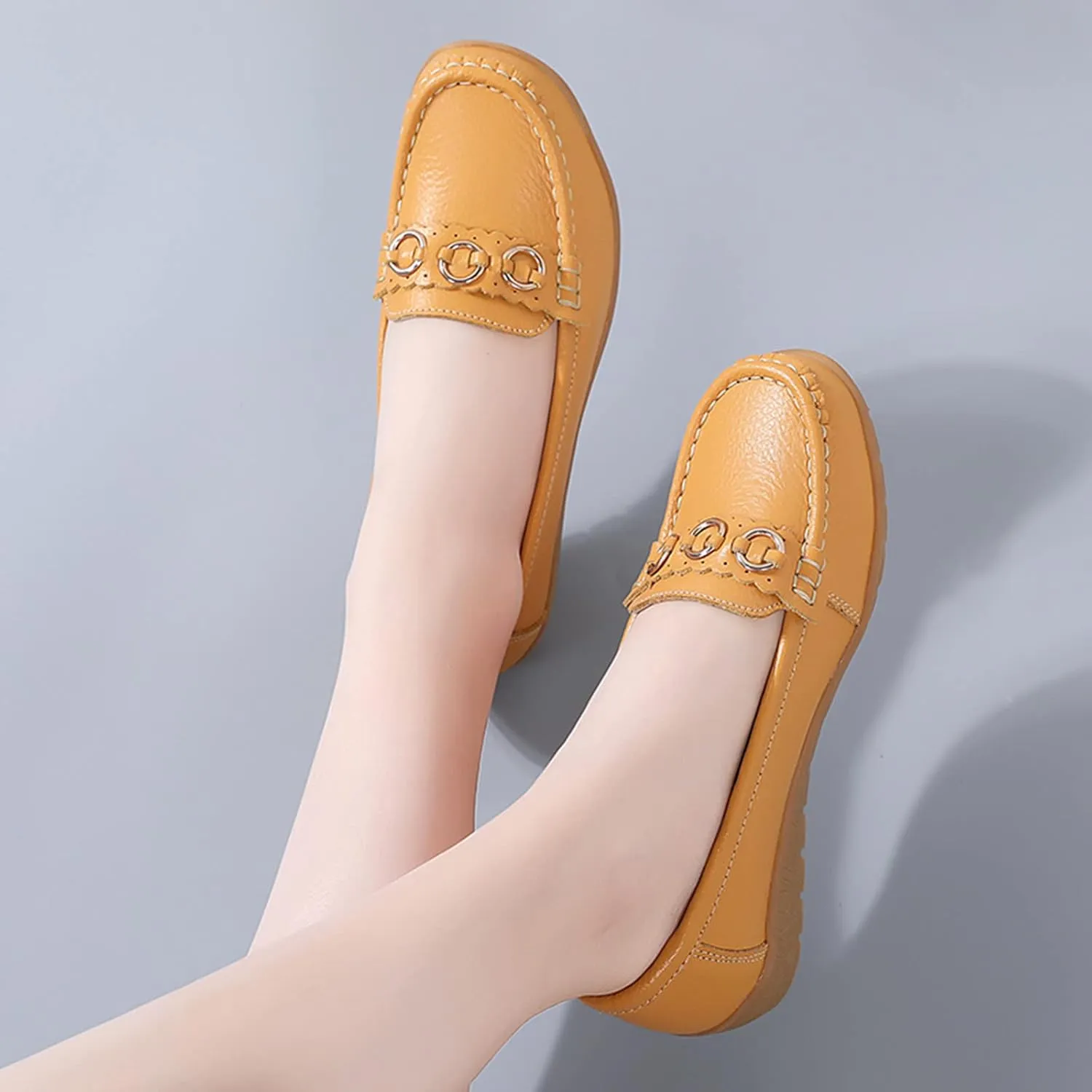 Women’s Shoes Womens Walking Flat Loafer Slip On Leather Loafer Comfortable Flat Shoes Outdoor Driving
