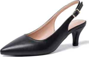 Women's Slingback Kitten Heel Pointed Closed Toe Low Heel Pumps Elegant Comfortable Dress Wedding Evening Bridal Party Shoes