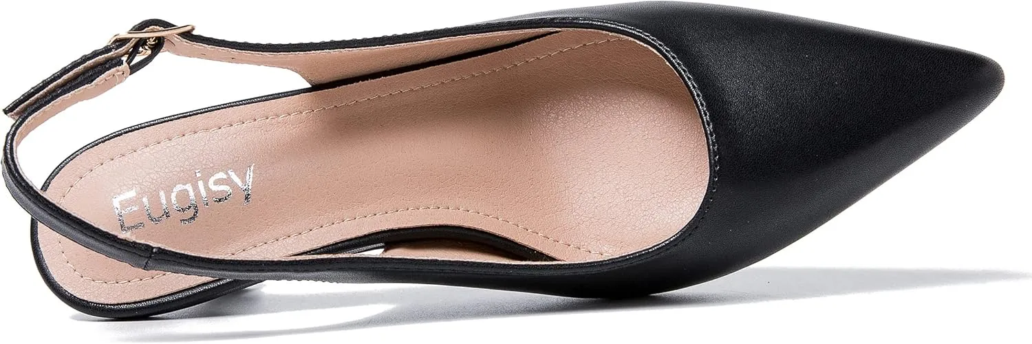 Women's Slingback Kitten Heel Pointed Closed Toe Low Heel Pumps Elegant Comfortable Dress Wedding Evening Bridal Party Shoes