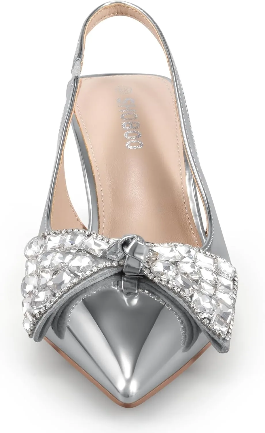 Women's Slingback Kitten Heels with Bow 2.4-Inch Low Heels Closed Pointed Toe Pump Dress Shoes