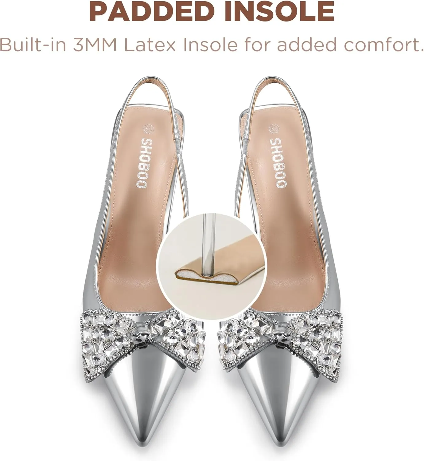 Women's Slingback Kitten Heels with Bow 2.4-Inch Low Heels Closed Pointed Toe Pump Dress Shoes