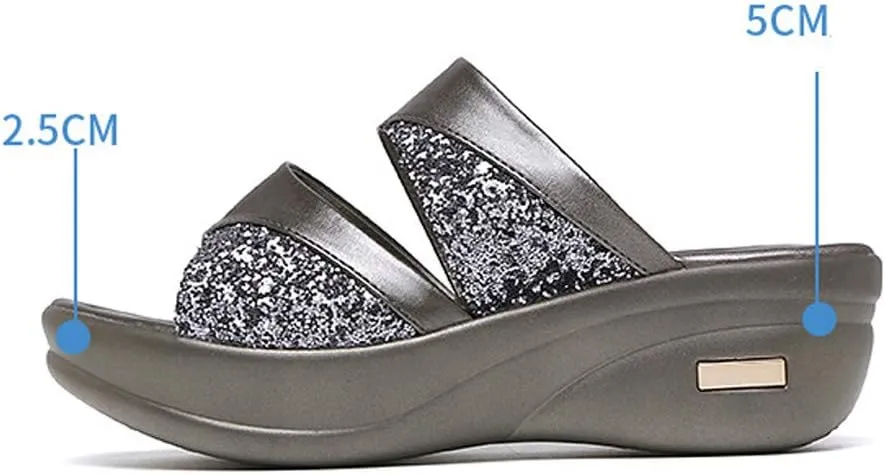 Women's Slip On Sexy Wedge Sandals Spring Open Toe Trendy Summer Slide Dressy Two Strap Western 2025 Platform Casual