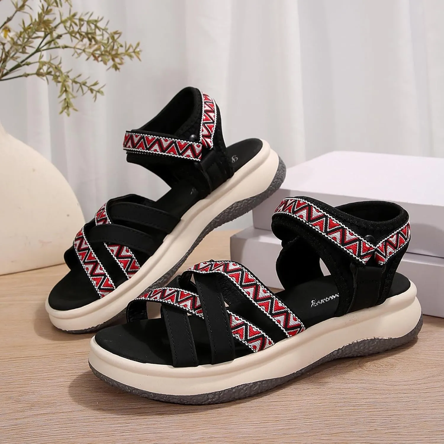 Women's Summer Ethnic Style Sandals Large Size Casual Fashion Sandals Wearable Thick Bottom Slope Heel Sandals