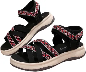Women's Summer Ethnic Style Sandals Large Size Casual Fashion Sandals Wearable Thick Bottom Slope Heel Sandals