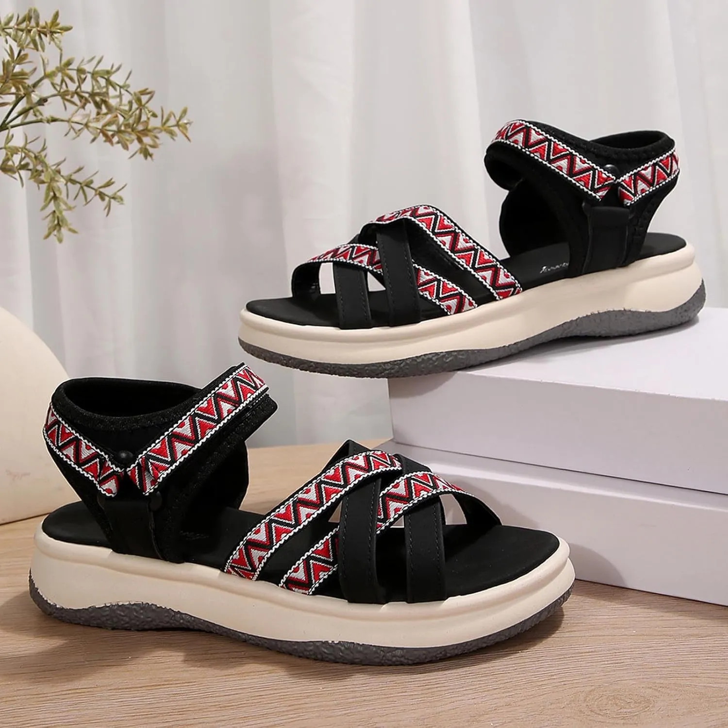 Women's Summer Ethnic Style Sandals Large Size Casual Fashion Sandals Wearable Thick Bottom Slope Heel Sandals