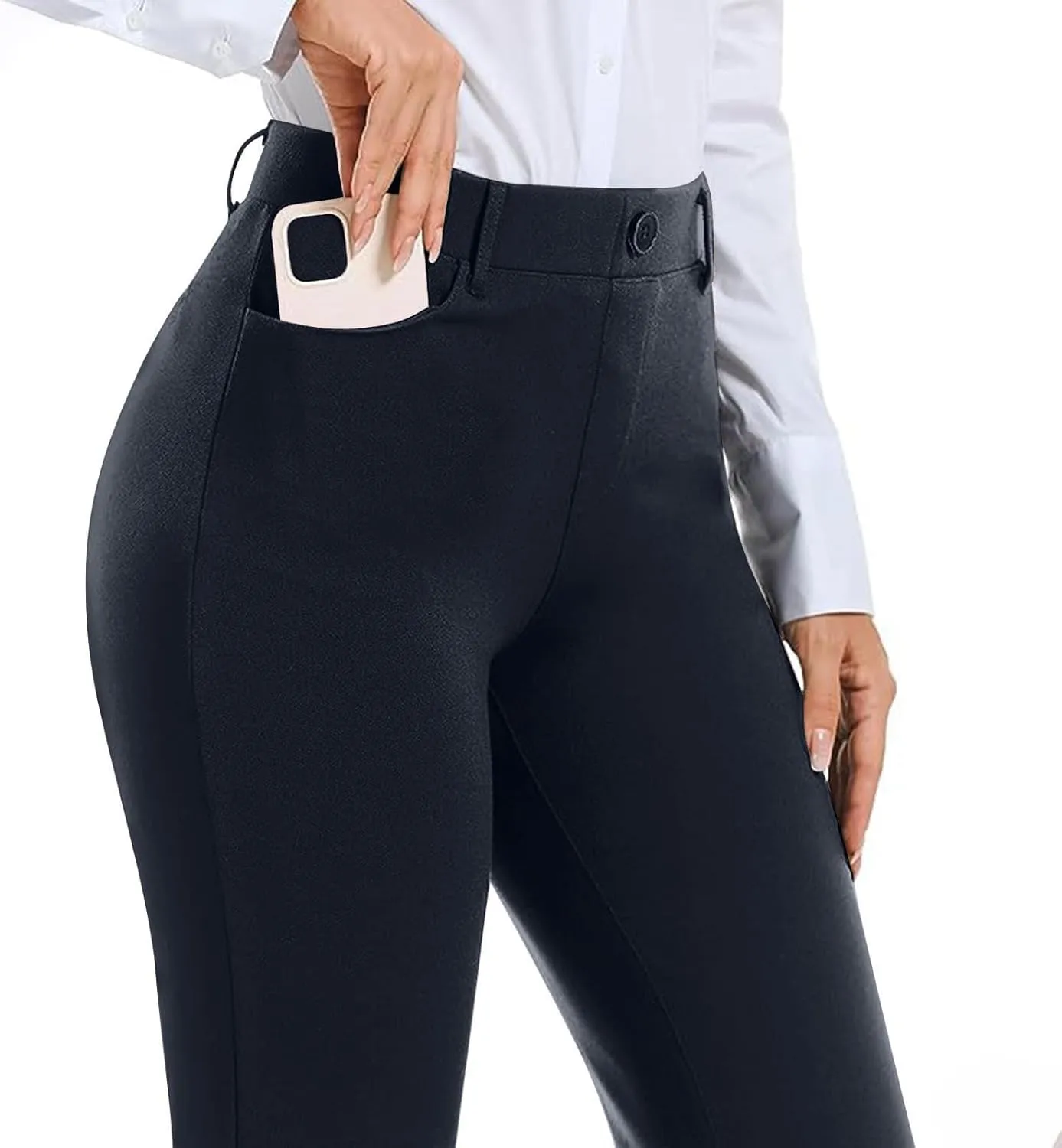Work Pants Women Business Casual Dress Pants Bootcut Trousers Pants with Pockets Ladies High Waisted Pants