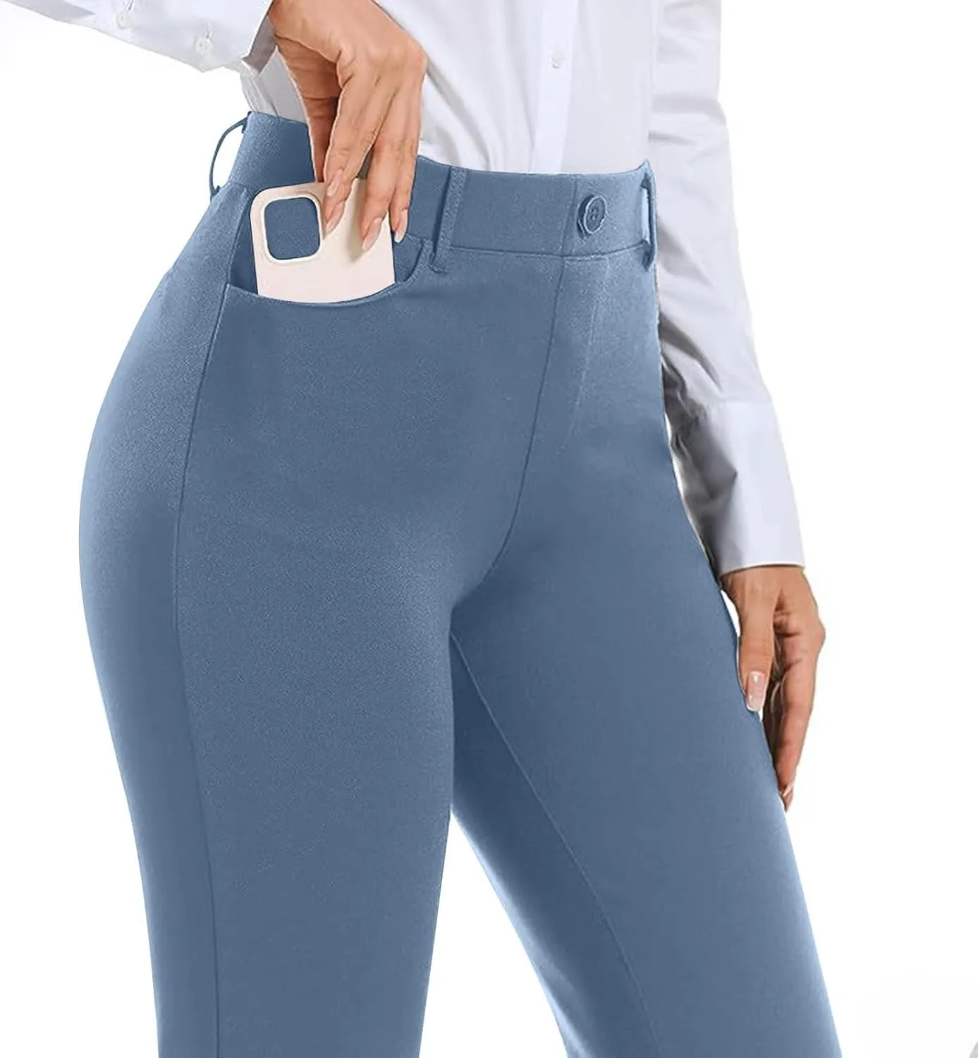 Work Pants Women Business Casual Dress Pants Bootcut Trousers Pants with Pockets Ladies High Waisted Pants