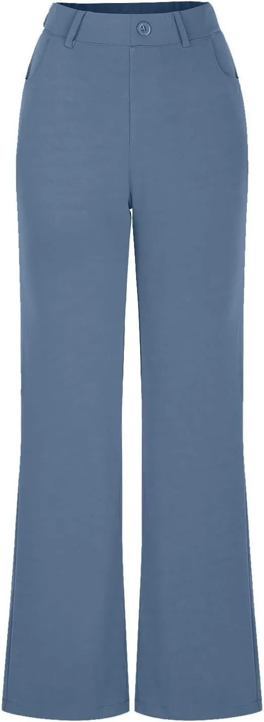 Work Pants Women Business Casual Dress Pants Bootcut Trousers Pants with Pockets Ladies High Waisted Pants