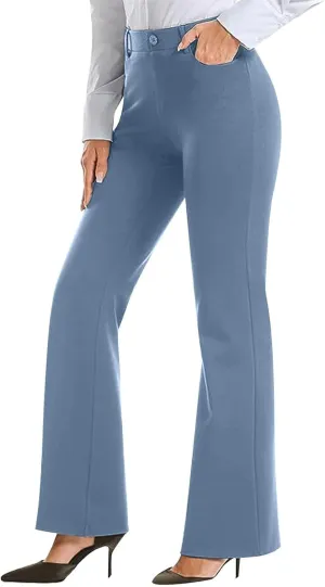 Work Pants Women Business Casual Dress Pants Bootcut Trousers Pants with Pockets Ladies High Waisted Pants