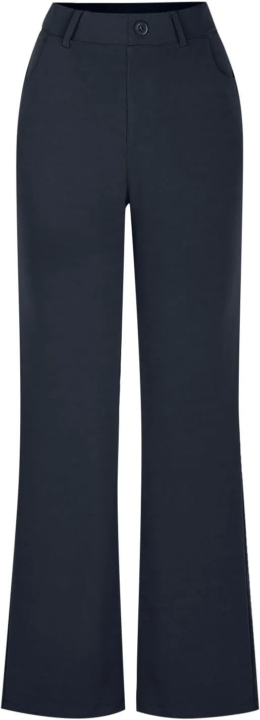 Work Pants Women Business Casual Dress Pants Bootcut Trousers Pants with Pockets Ladies High Waisted Pants