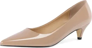 YODEKS Womens Kitten Heel Pumps Pointy Toe Low Kitten Heels Slip On 2 Inch Office Dress Shoes