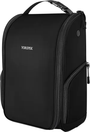 YOREPEK Golf Shoe Bag, Golf Accessories Bag with 3 Pockets for Socks, Tees, Balls, Designed with a Buckle Top Carry Handle, Zippered Sport Shoe Carrier Bags with Ventilation, Golf Gifts for Men, Black