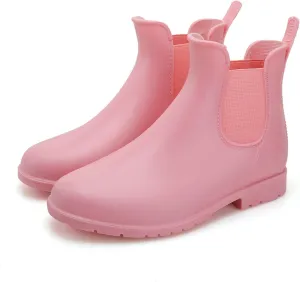 YorFotMae Ankle Rain Boots for Women, Comfort Waterproof Chelsea Rain Boots, Adjustable Rubber Short Rainboots Shoes, Adult Cute Lightweight Garden Boots for Outdoor