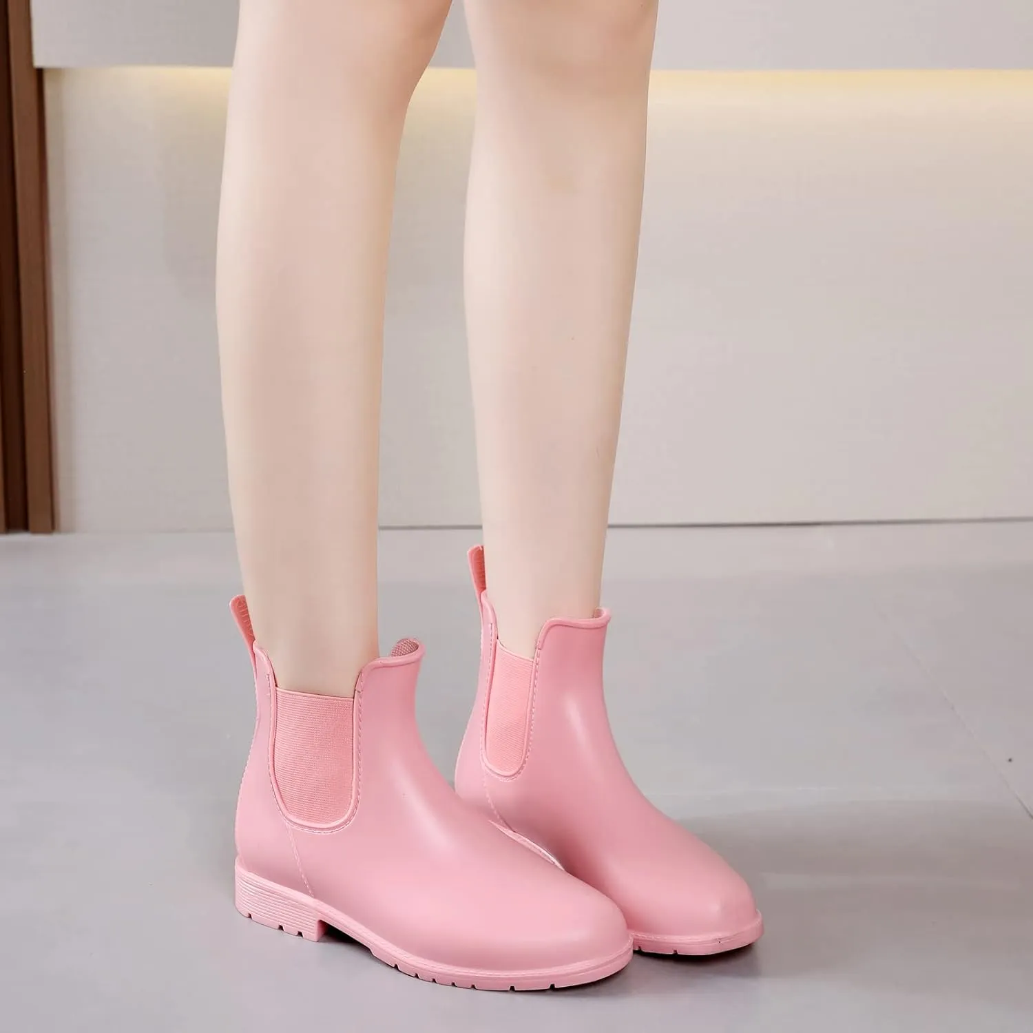 YorFotMae Ankle Rain Boots for Women, Comfort Waterproof Chelsea Rain Boots, Adjustable Rubber Short Rainboots Shoes, Adult Cute Lightweight Garden Boots for Outdoor