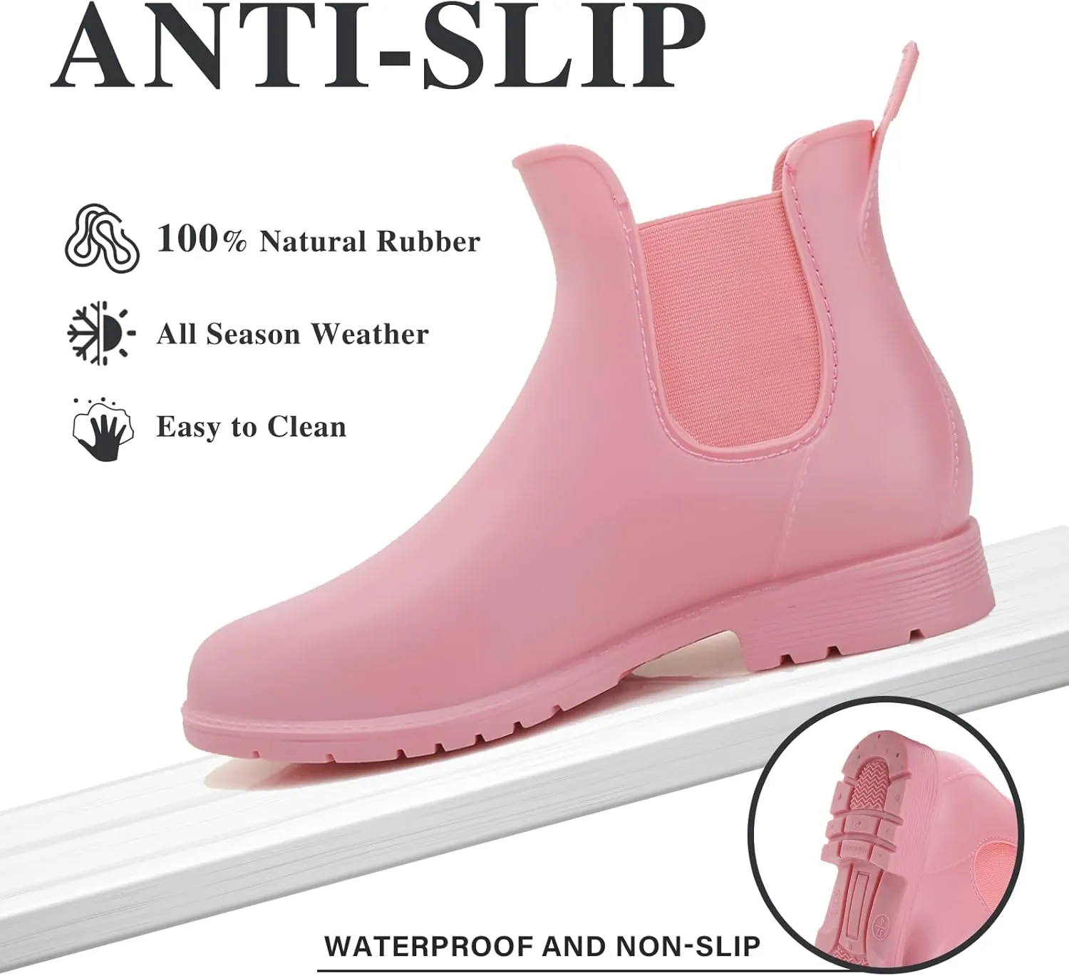 YorFotMae Ankle Rain Boots for Women, Comfort Waterproof Chelsea Rain Boots, Adjustable Rubber Short Rainboots Shoes, Adult Cute Lightweight Garden Boots for Outdoor