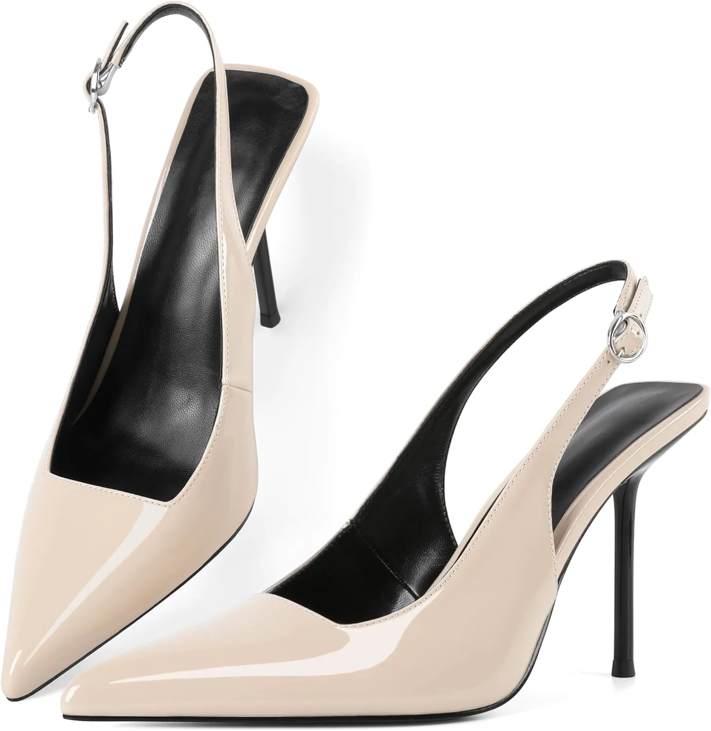 Zamikoo Slingback Heels for Women Pointed Toe Slip On Stilettos High Heel Pumps Shoes 4 Inches