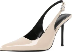 Zamikoo Slingback Heels for Women Pointed Toe Slip On Stilettos High Heel Pumps Shoes 4 Inches