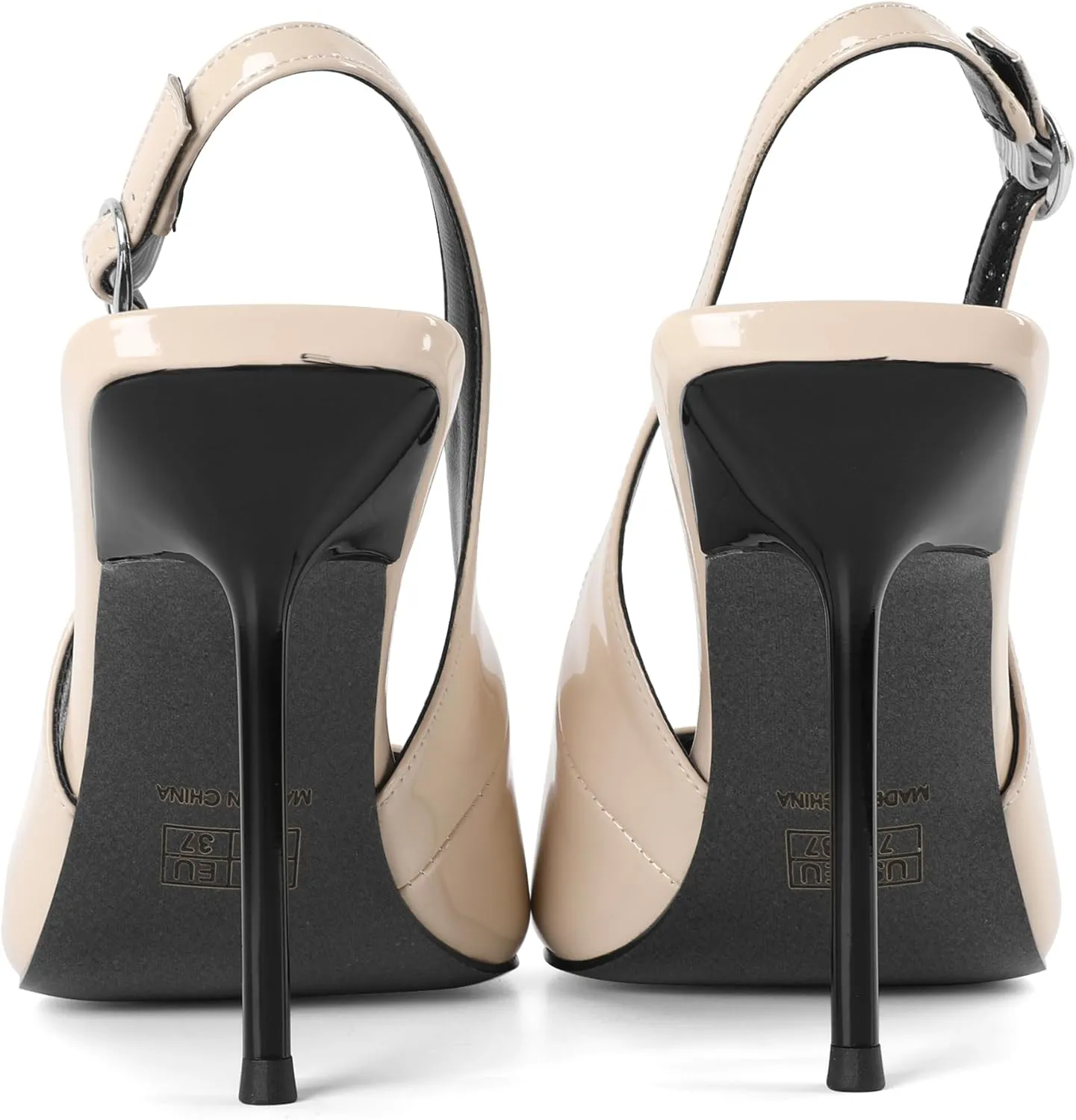 Zamikoo Slingback Heels for Women Pointed Toe Slip On Stilettos High Heel Pumps Shoes 4 Inches