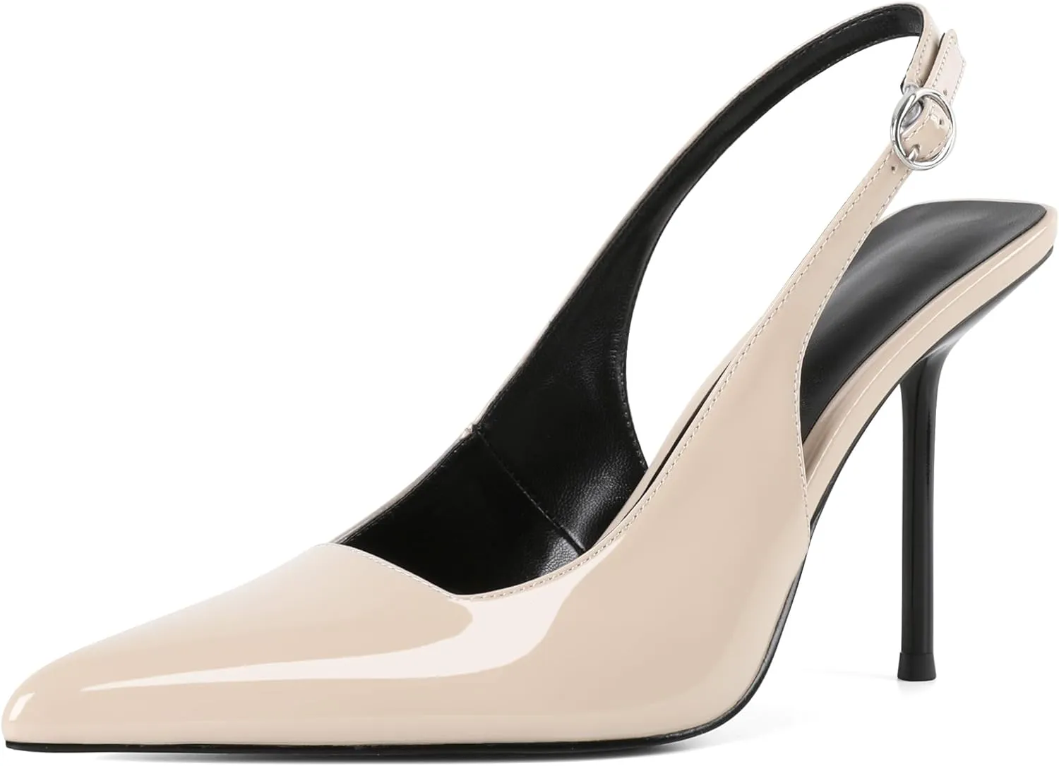 Zamikoo Slingback Heels for Women Pointed Toe Slip On Stilettos High Heel Pumps Shoes 4 Inches