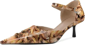 Zamikoo Women Kitten Heel Pointed Toe Ankle Strap Mary Jane Low Heel Pumps Shoes Women