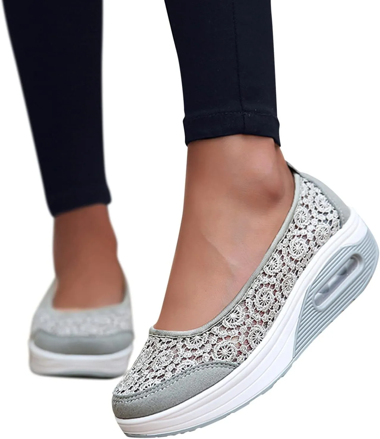 ZBYY Women Sneakers Comfort Slip On Wedges Shoes Breathable Platform Mesh Walking Shoes Nurse Shoes Mary Jane Shoes