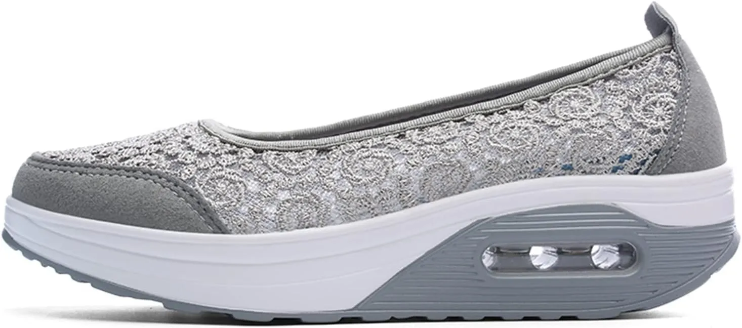ZBYY Women Sneakers Comfort Slip On Wedges Shoes Breathable Platform Mesh Walking Shoes Nurse Shoes Mary Jane Shoes